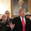 President Donald Trump speaks during a meeting with a group of sheriffs from around the country before leaving the White House in Washington, Monday, Feb. 11, 2019.