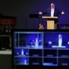 Josh Kellso, a pastor at Grace Bible Church, delivers a sermon via live steam for virtual attenders from an empty sanctuary Sunday, March 22, 2020, in Tempe, Ariz.