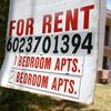 A rental sign is posted in front of an apartment complex Tuesday, July 14, 2020, in Phoenix.