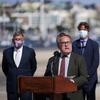Andrew Wheeler, administrator for the Environmental Protection Agency, front, speaks during a news conference Wednesday, Sept. 2, 2020, in San Diego. 