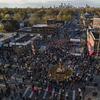 In this April 20, 2021, file photo, a crowd gathers at George Floyd Square after a guilty verdict was announced at the trial of former Minneapolis police Officer Derek Chauvin.