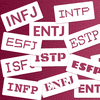 many type letters in a jumble and layers over each other against a wine-colored paper-textured background