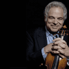 Photo of violinist Itzhak Perlman holding his violin
