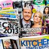 a newstand displays many tabloid magazines featuring celebrities like Khloe Kardashian and Blake Shelton