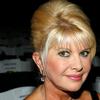 Portrait of Ivana Trump, a woman with blonde hair wearing red lipstick and earrings