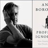 Black & white portrait of Andy Borowitz next to the cover image of his book, Profiles in Ignorance