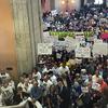 Supporters and opponents of a GOP-backed measure that would make it harder to amend the Ohio constitution packed the statehouse rotunda May 10, 2023, in Columbus, Ohio ahead of the Ohio House's vote. 