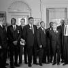 8/28/63: Pres. Kennedy and Whitney Young, MLK, Jr., John Lewis, Rabbi Joachim Prinz, Eugene P. Donnaly, A. Philip Randolph, Walter Reuther, LBJ and Roy WIlkins.