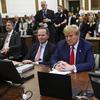 Former U.S. President Donald Trump, with lawyers Christopher Kise and Alina Habba, attends the closing arguments in the Trump Organization civil fraud trial at New York State Supreme Court.