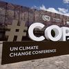 The COP30 logo is seen in front of the central building ahead of the COP30 Brazil Amazonia 2025 on November 3, 2025 in Belem, Brazil.