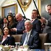 U.S. Secretary of Labor Lori Chavez-DeRemer. U.S. Secretary of Energy Chris Wright, and U.S. Secretary of the Department of Homeland Security Kristi Noem look on during a meeting of the Cabinet in the
