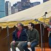 Radiolab hosts Jad Abumrad and Robert Krulwich with John Flansburg of They Might Be Giants