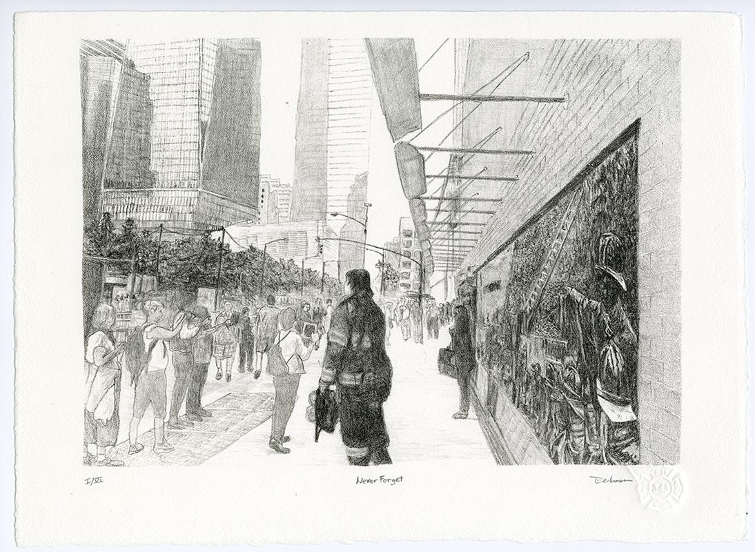 Retired FDNY Captain-Turned Artist Captures One World Trade in
Lithograph