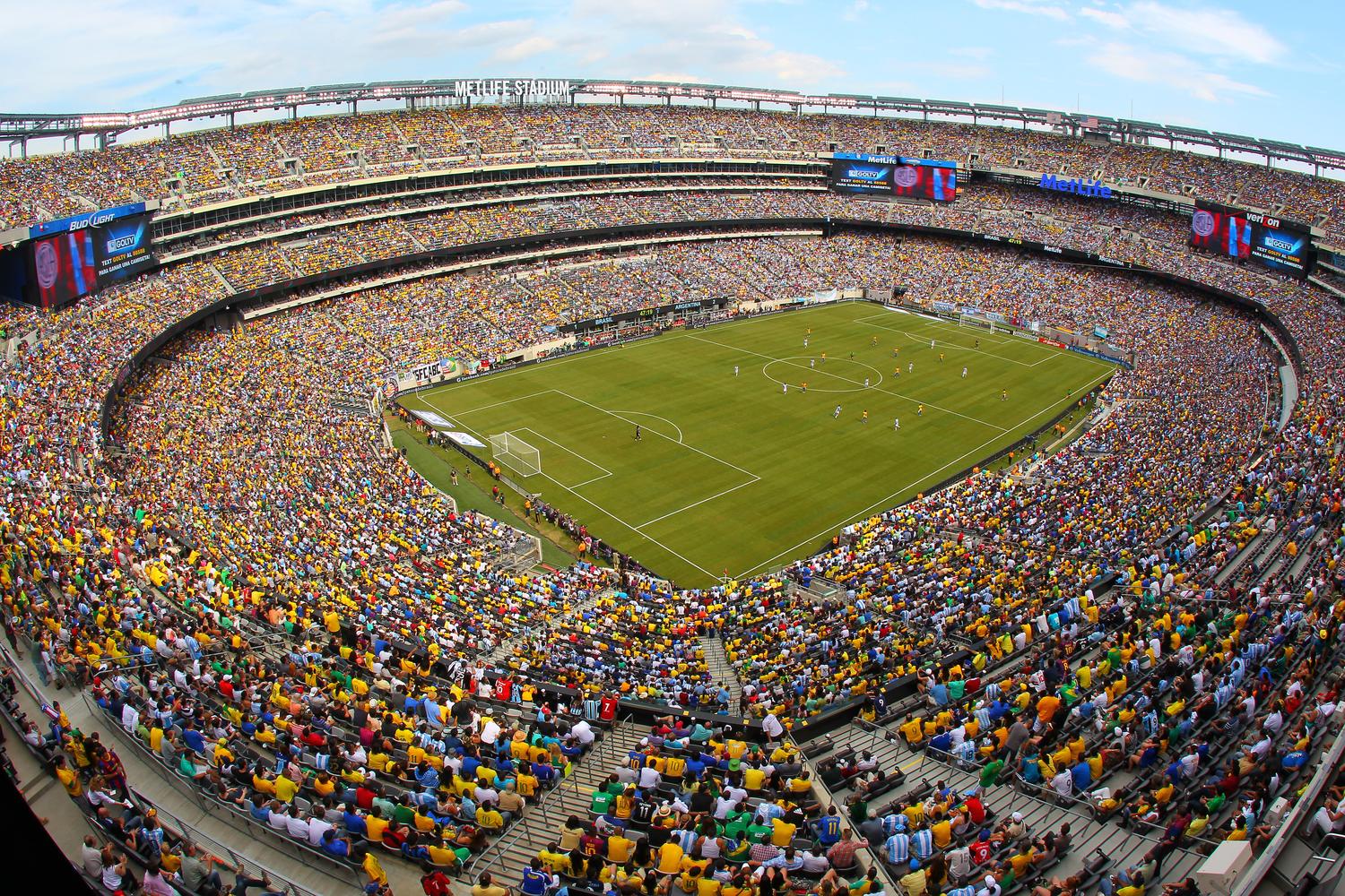 International friendly soccer matches in stadium