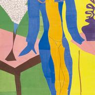 Henri Matisse (French, 1869-1954). Zulma, early 1950. Gouache on paper, cut and pasted. 93 11/16 x 52 3/8″ (238 x 133 cm). Statens Museum for Kunst, Copenhagen. 