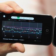 An iPhone device for measuring blood sugar for diabetics is tested at the 'Medica World Forum for Medicine' (MEDICA) fair on November 17, 2011 in Duesseldorf, western Germany.