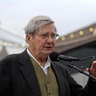 Poet Galway Kinnell speaks during Poets House's 17th Annual Poetry Walk Across The Brooklyn Bridge on June 11, 2012 in Brooklyn, New York.