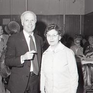 Mayor Kevin White with attendee at East Boston Valentines Day Party