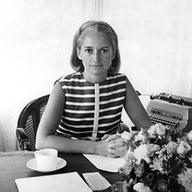 A 1969 Wells Rich Greene Agency file photo of Mary Wells Lawrence at her desk