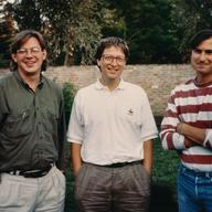 Brent Schlender, Bill Gates and Steve Jobs in Jobs' backyard