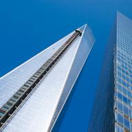 World Trade Center 1 rises above lower Manhattan.