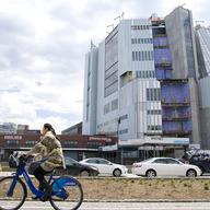 The new Whitney Museum of American Art, designed by Renzo Piano, as seen from across the Westside Highway in lower Manhattan.
