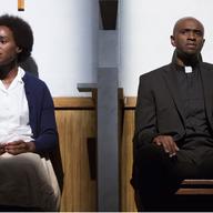 Nneka Okafor as Alphonsine Mumureke and Owiso Odera as Father Tuyishime in 'Our Lady of Kibeho'