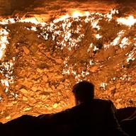 Enjoying the view over the burning crater of Darvasa, also known as the 'Gates to Hell.'