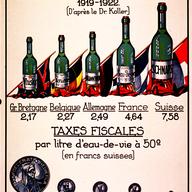 Consommation annuelle de l'eau-de-vie à 50°, par litres et par tête de population, 1919-1922