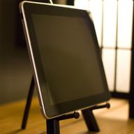 iPad on stand.