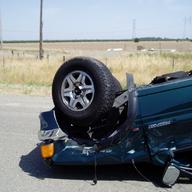 traffic crash, flipped car
