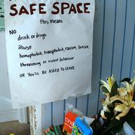 A sign posted at a safe space.