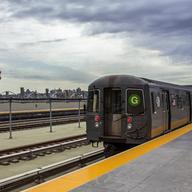 G train, Kentile Floors sign, brooklyn