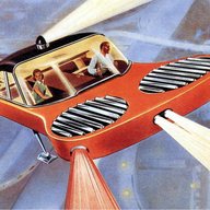 JULY 10: Paris London by flying cab, illustration from Meccano Magazine, 1955