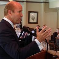 In this Oct. 6, 2016 photo, U.S. Rep. John Delaney speaks to retired school personnel during a candidates forum in Cumberland, Md. 