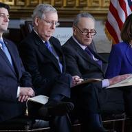 Speaker of the House Rep. Paul Ryan, Senate Majority Leader Mitch McConnell, Senate Minority Leader Chuck Schumer, and House Minority Leader Rep. Nancy Pelosi on 1/17/18.
