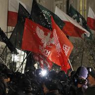 Far-right groups hold a demonstration in front of the presidential palace to call on President Andrzej Duda to sign a bill that would limit some forms of Holocaust speech in Warsaw, Poland.