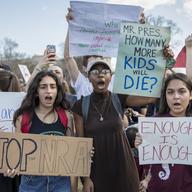 School students from Montgomery County, Md., in suburban Washington, rally in solidarity with those affected by the shooting at Parkland High School.