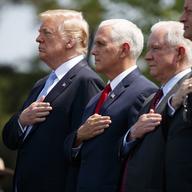 President Donald Trump stands for the national anthem during the 37th annual National Peace Officers Memorial Service on Capitol Hill, Tuesday, May 15, 2018, in Washington. 
