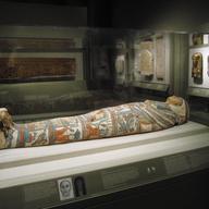This Oct. 22, 2014 photo shows a mummy at the Walters Museum of Art in Baltimore. The museum collection was amassed by a father and son, and is known for its antiquities among other things.