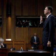 Former FBI director James Comey is sworn in during a Senate Intelligence Committee hearing on Capitol Hill, Thursday, June 8, 2017, in Washington. 
