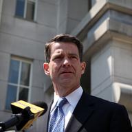 Former Deputy Executive Director at the Port Authority of New York and New Jersey Bill Baroni speaking outside Newark Federal Court following his arraignment.