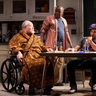 Stephen McKinley Henderson, Ray Anthony Thomas, and Victor Almanzar in 'Between Riverside and Crazy,' written by Stephen Adly Guirgis, directed by Austin Pendleton, at the Atlantic Theater Company. 