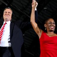 Bill de Blasio and his wife Chirlane McCray on election night Nov. 5, 2013.