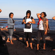 Darma and his four wives at the beach from Robert Lemelson's documentary 'Bitter Honey'