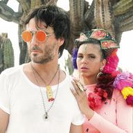 Simón Mejía and Li Saumet from the band Bomba Estéreo