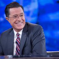 Television personality Stephen Colbert during a taping of Comedy Central's 'The Colbert Report' with U.S. President Barack Obama in Lisner Auditorium at George Washington University on Dec. 8, 2014.