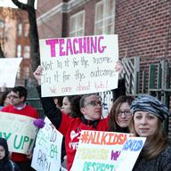 Parents, students, and teachers rally outside of PS 10 in Park Slope during a day of city-wide protest to Governor Andrew Cuomo's education policies.