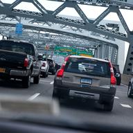 Traffic back ups leading to the toll plaza on the BQE.