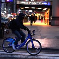Citibike commuters brave frigid temperatures as a polar vortex hits the city on January 7, 2014.